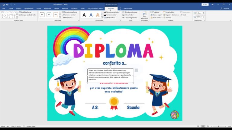 Il diploma della scuola dell’infanzia: da scaricare e conservare
